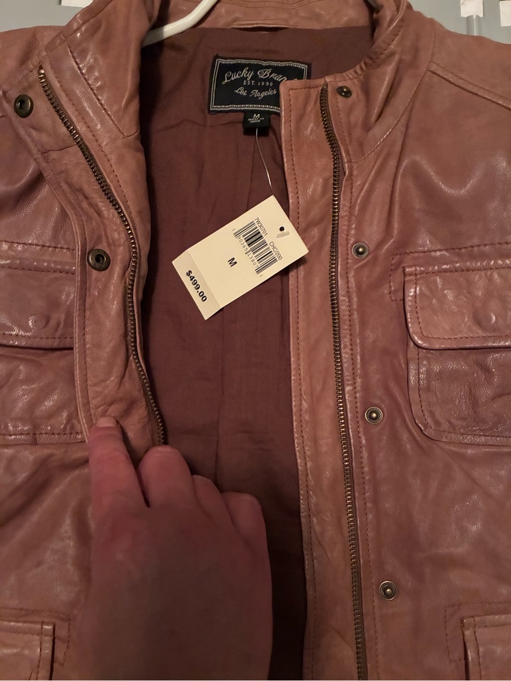 Lucky Brand Women's Lambskin Leather 4-Pocket Utility Field Jacket NWT - Size M